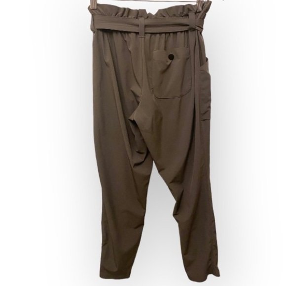 Athleta 6 Skyline Paper Bag Waist Ankle Length Travel Pants Army Olive Green - Picture 5 of 15